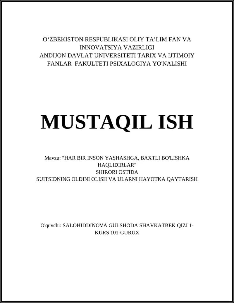 Suitsidning Oldini Olish Milliy Strategiyalar