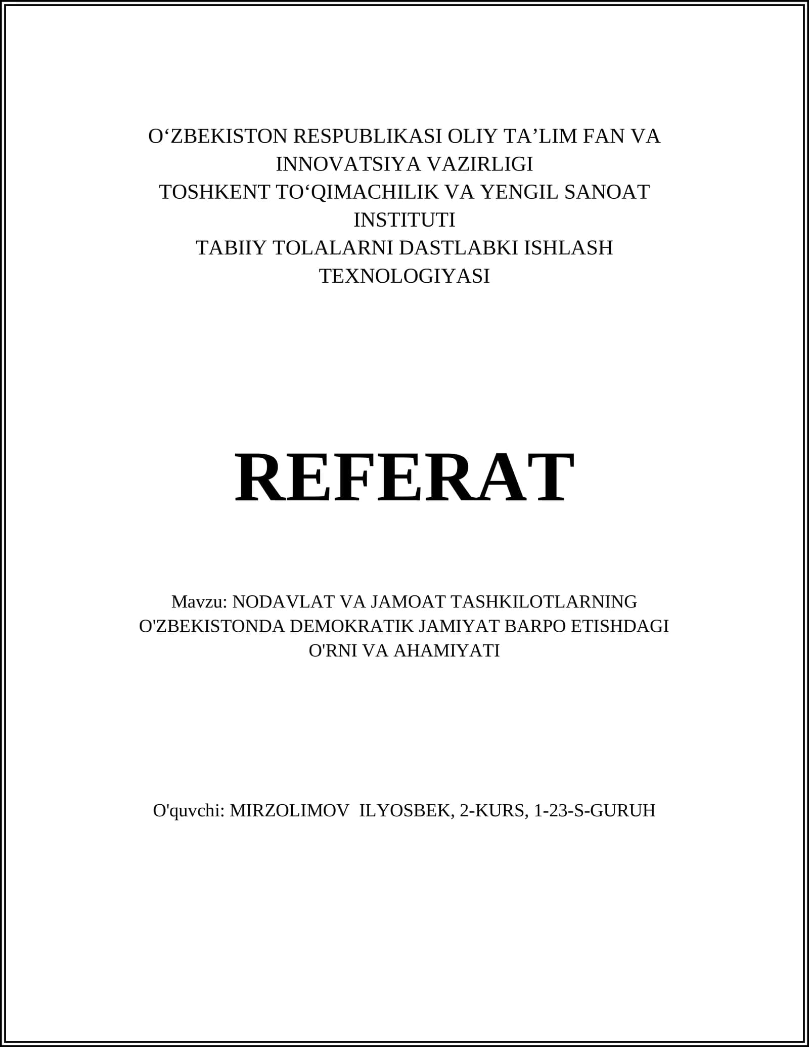 NATURAL RESOURCE INITIALIZATION TECHNOLOGY