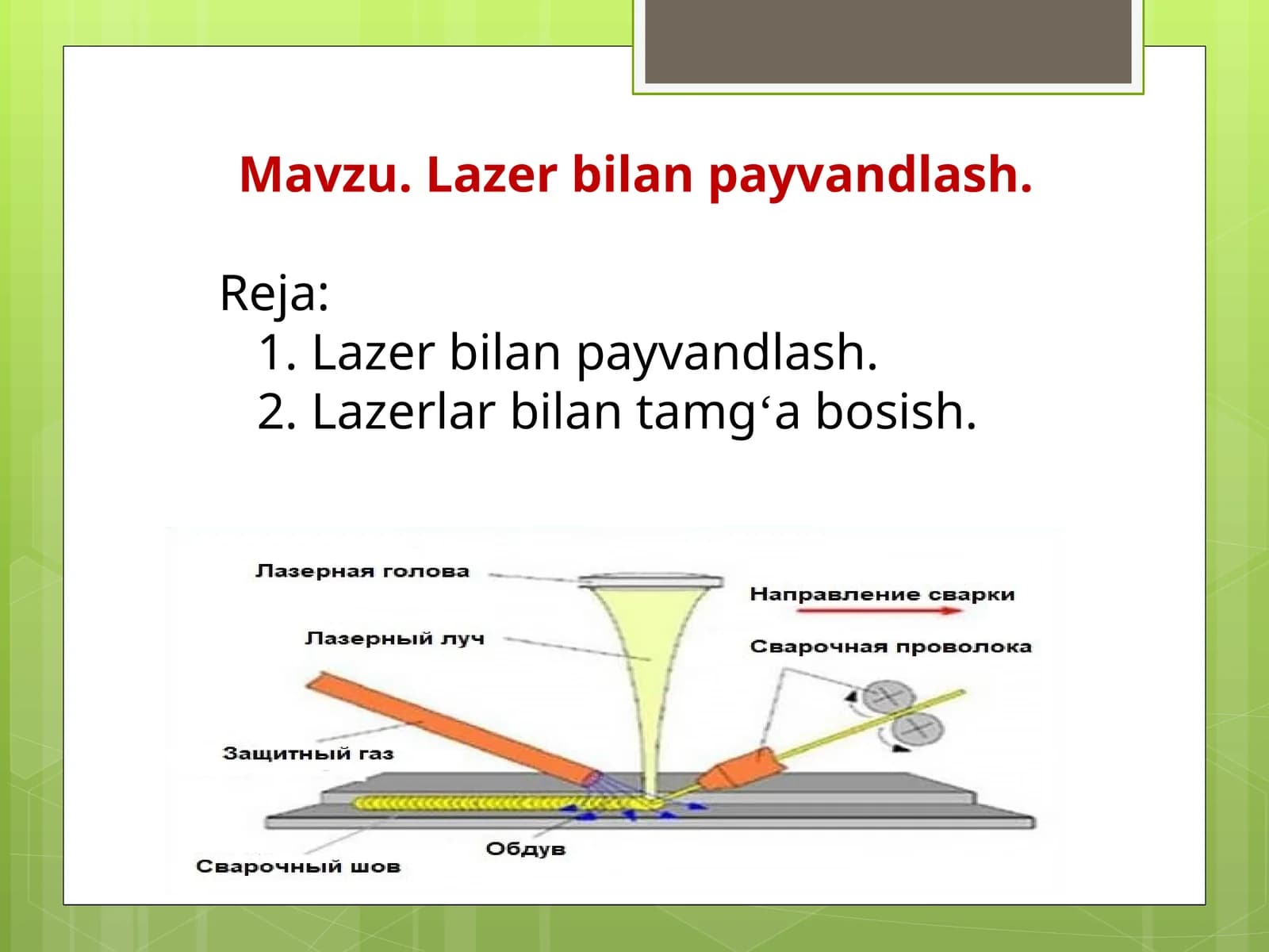 Lаzеr bilan pаyvаndlаsh
