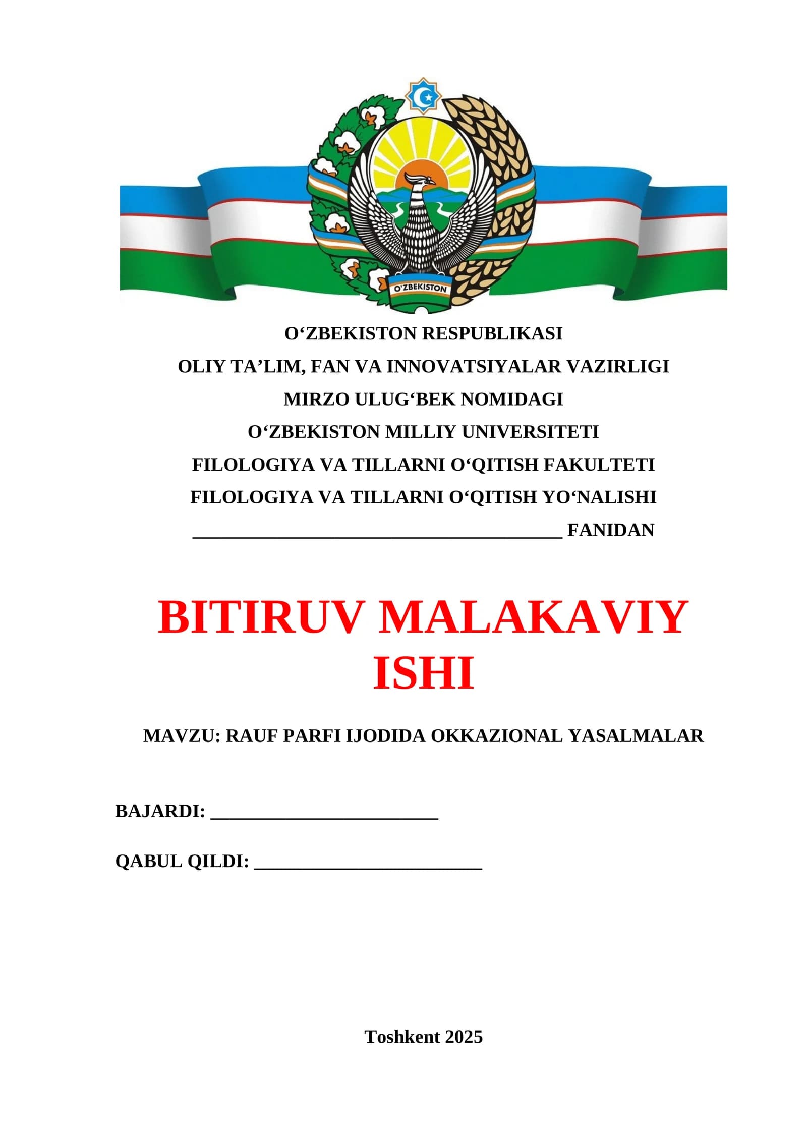 Rauf Parfi ijodida okkazional yasalmalar