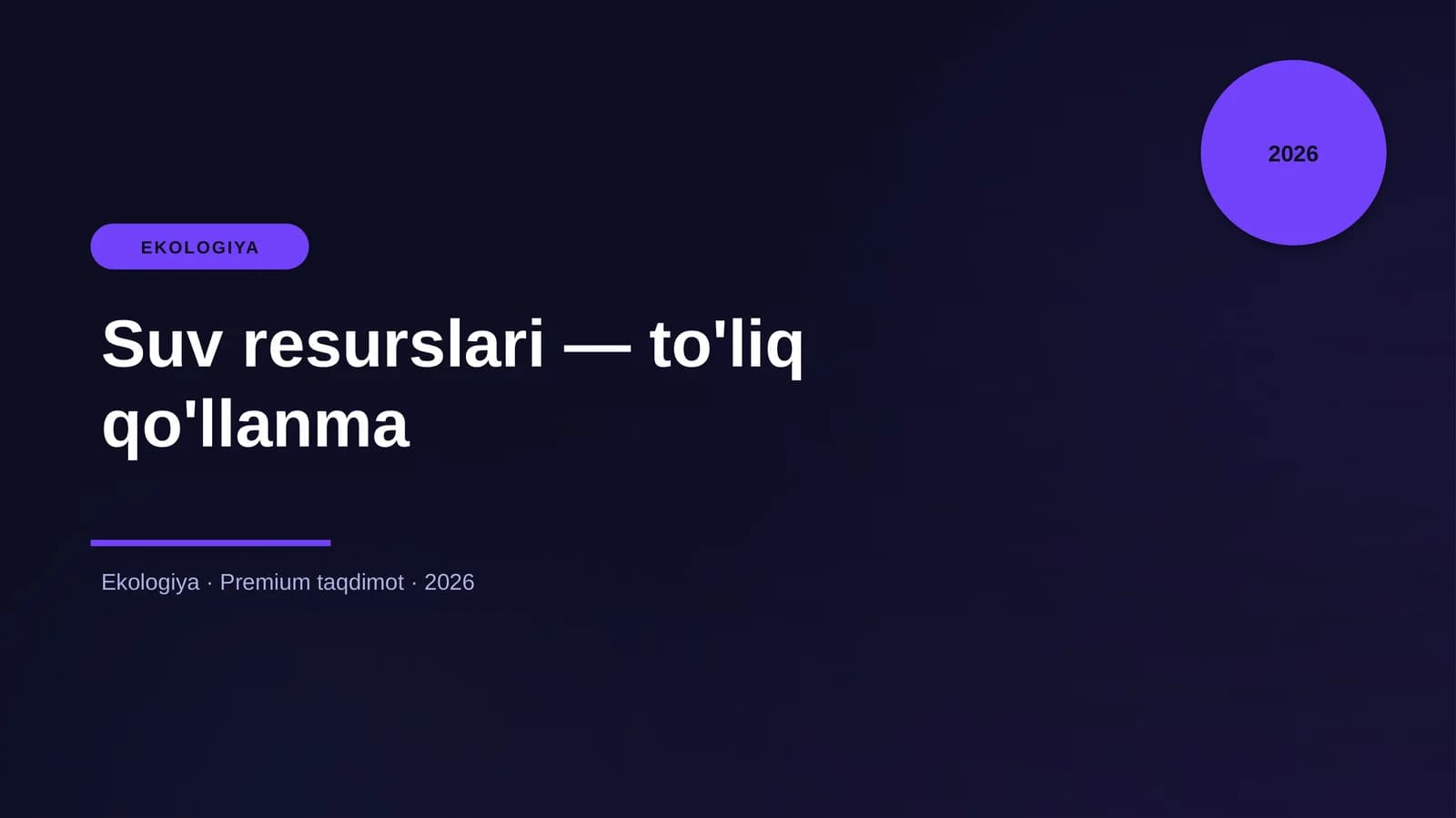 Suv resurslari — to'liq qo'llanma