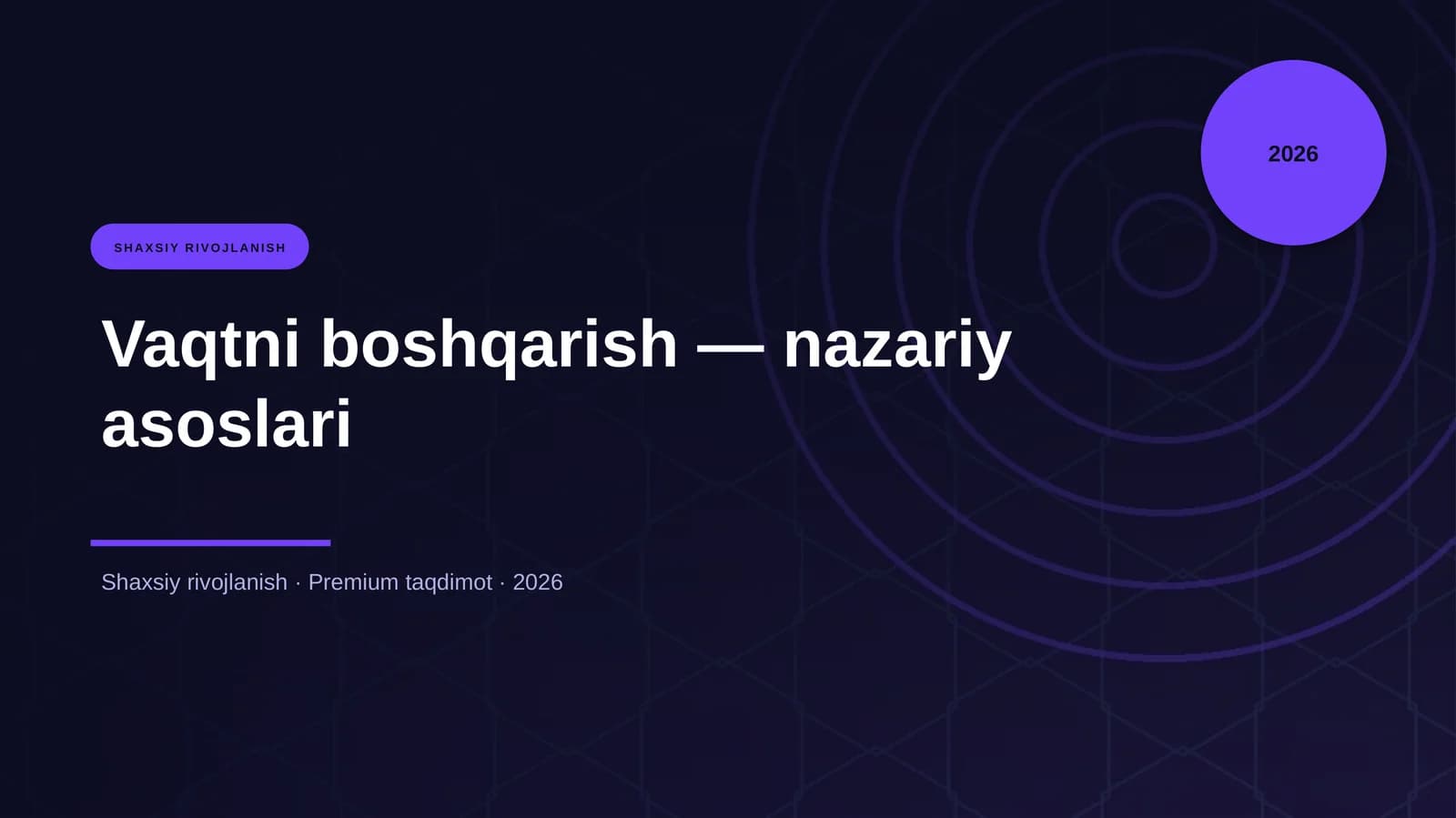 Vaqtni boshqarish — nazariy asoslari
