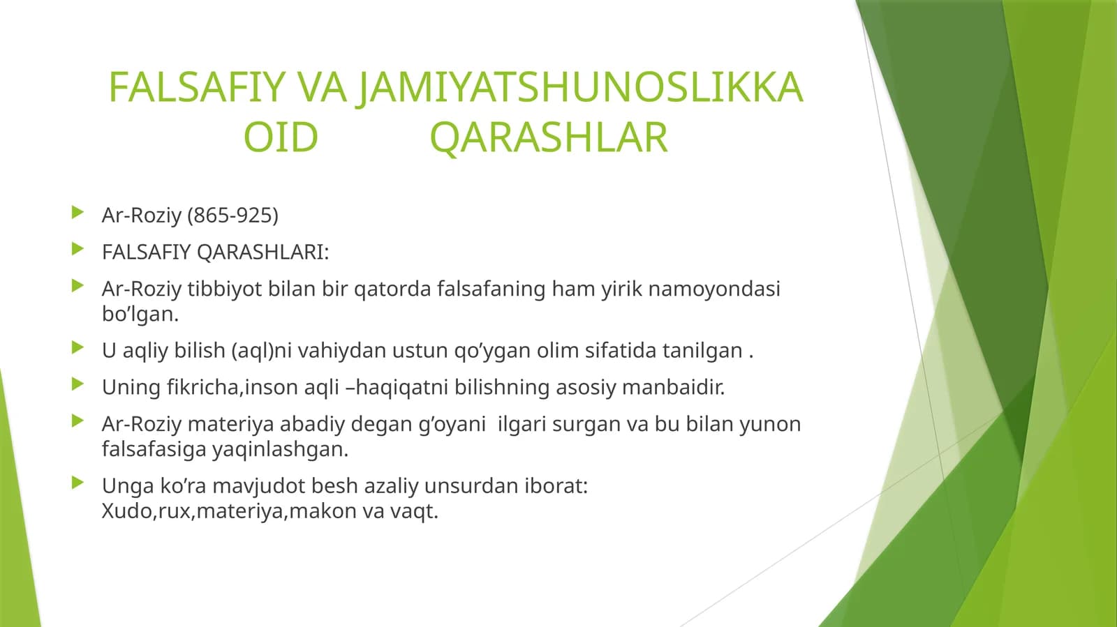FALSAFIY VA JAMIYATSHUNOSLIKKA OID QARASHLAR