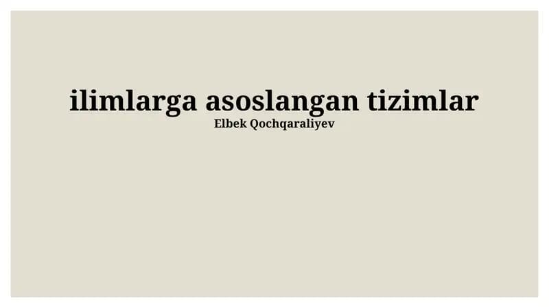 Bilimlarga asoslangan tizimlar