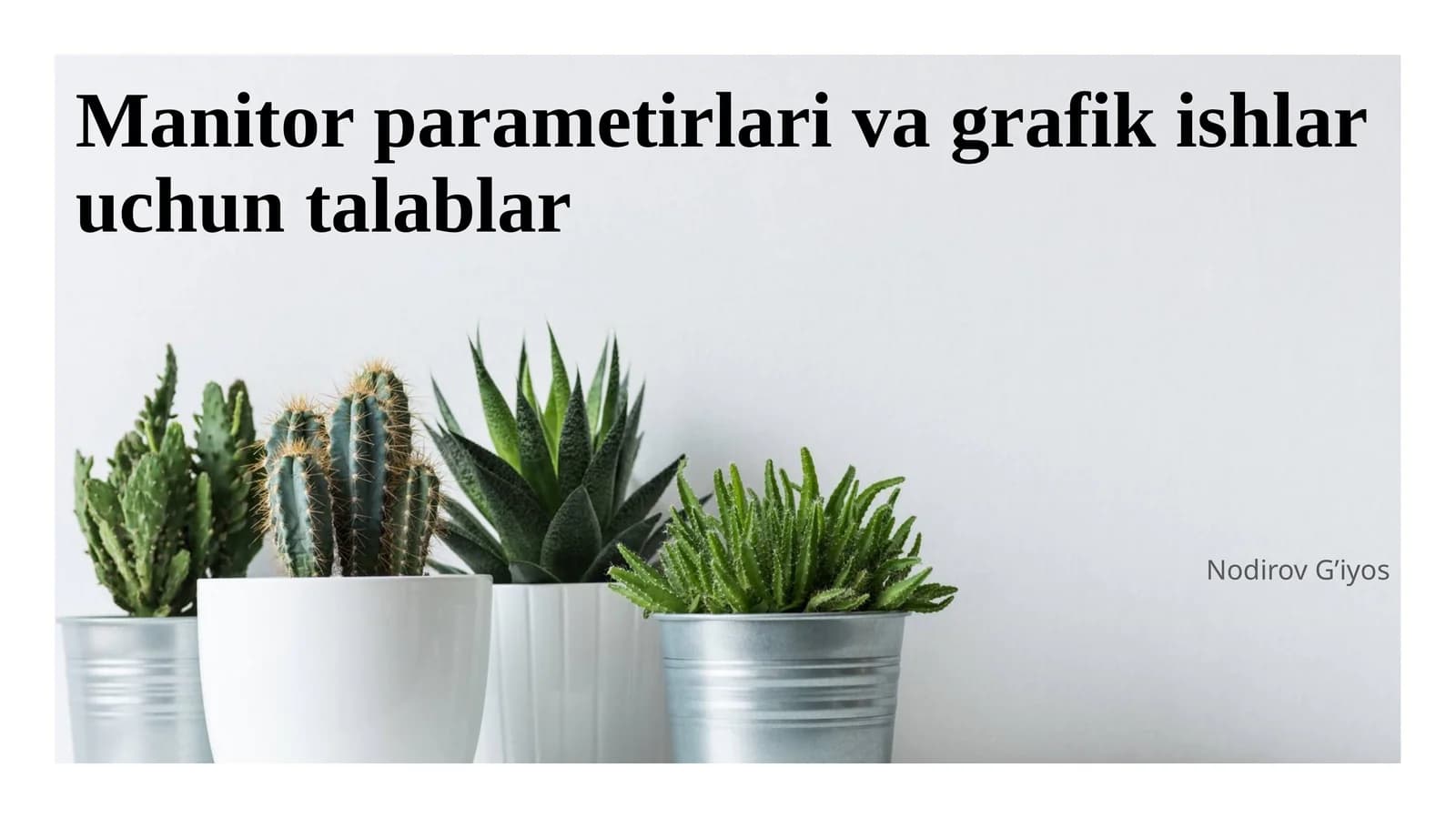 Manitor parametirlari va grafik ishlar uchun talablar