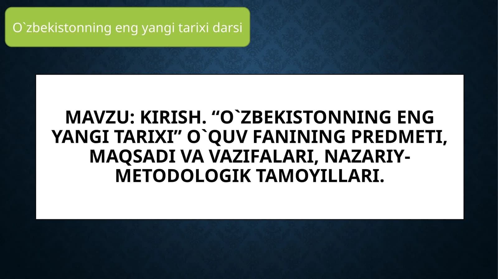 O`zbekistonning eng yangi tarixi