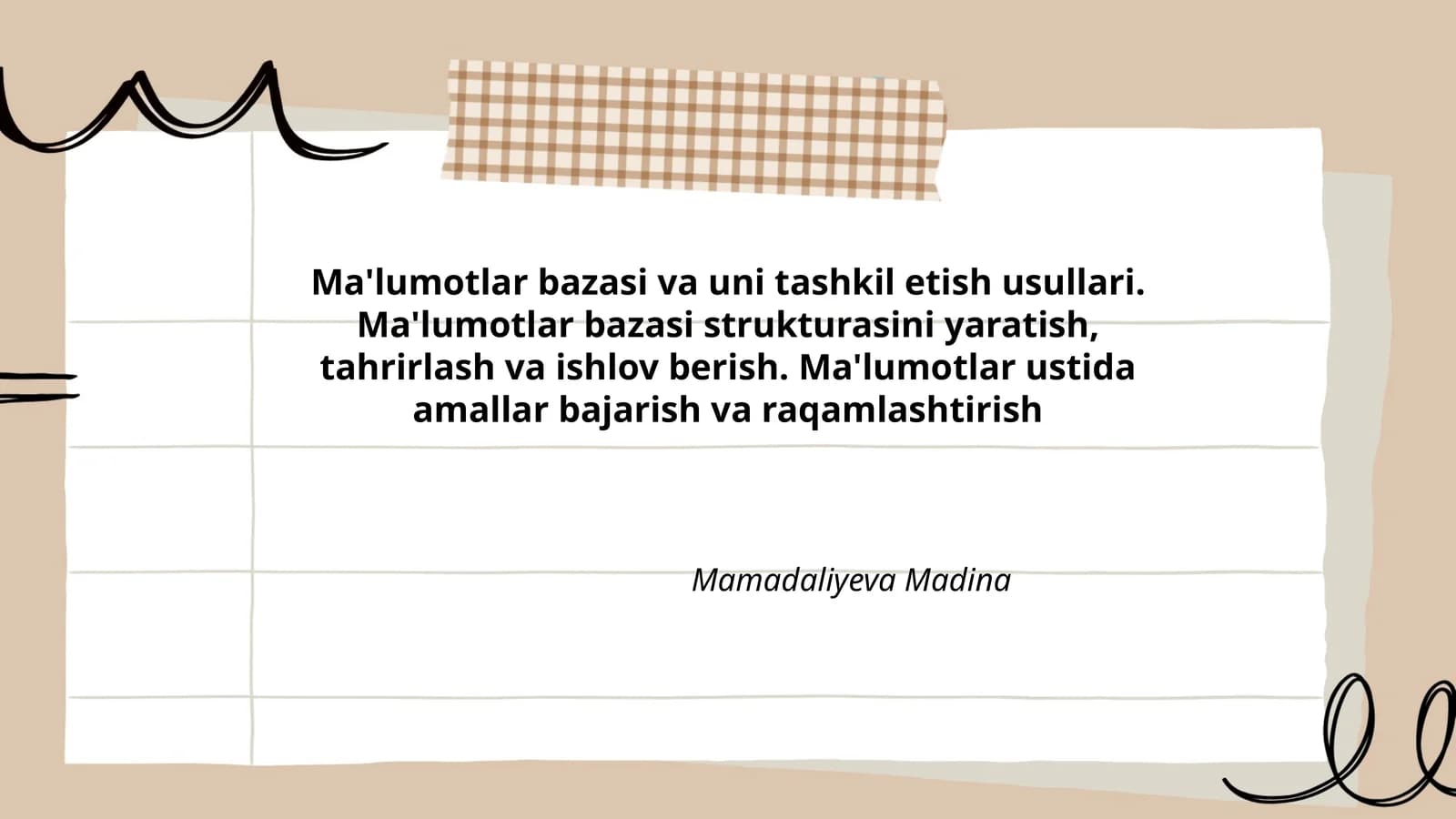 Ma'lumotlar bazasi va uni tashkil etish usullari