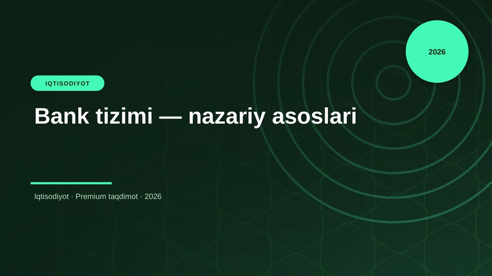 Bank tizimi — nazariy asoslari