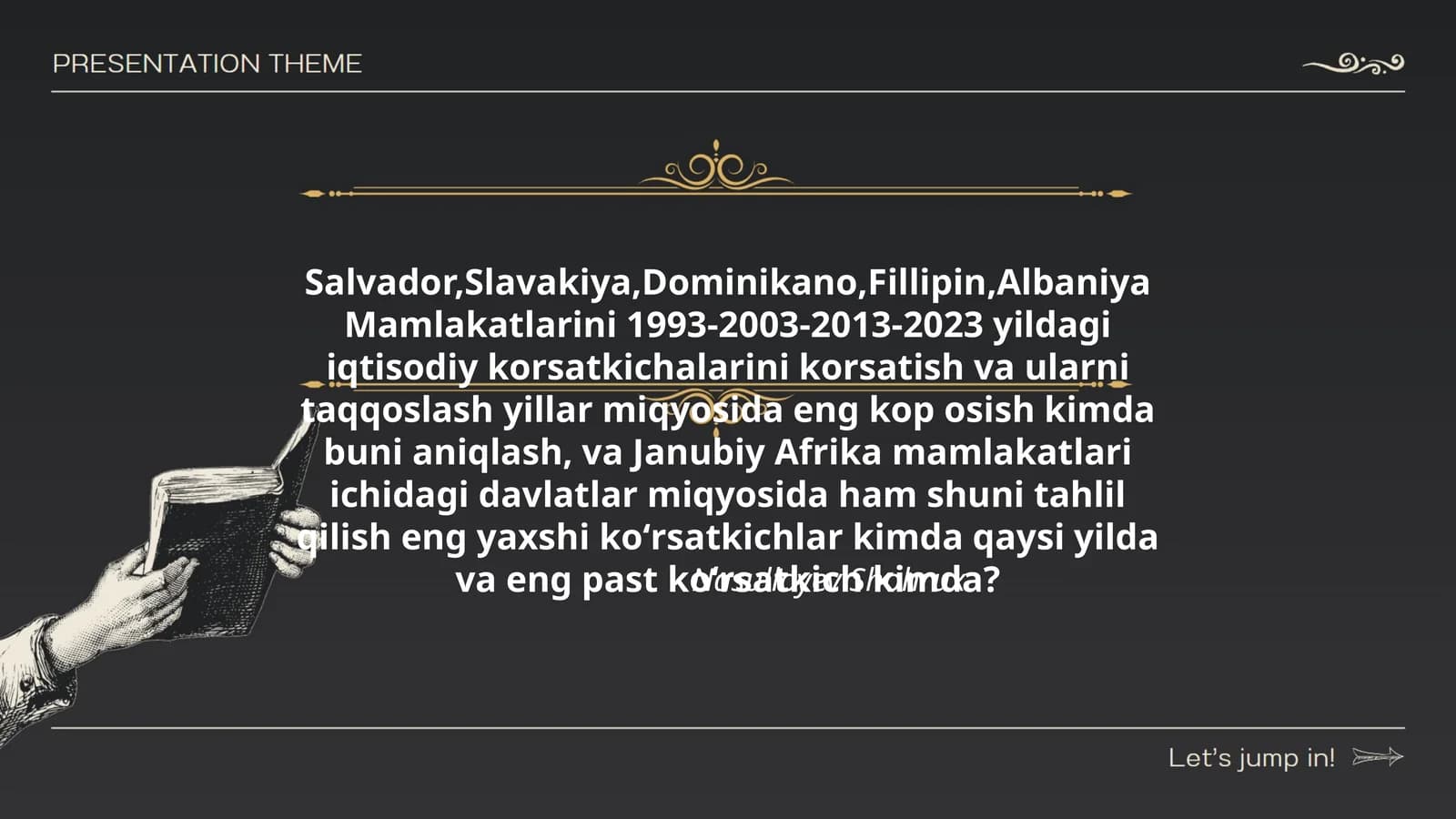 Salvador,Slavakiya,Dominikano,Fillipin,Albaniya Mamlakatlarini 1993-2003-2013-2023 yildagi iqtisodiy korsatkichalarini korsatish
