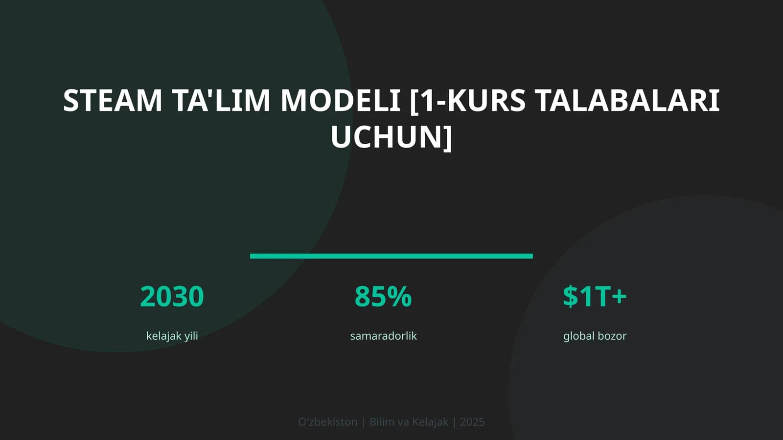 STEAM TA'LIM MODELI [1-KURS TALABALARI UCHUN]