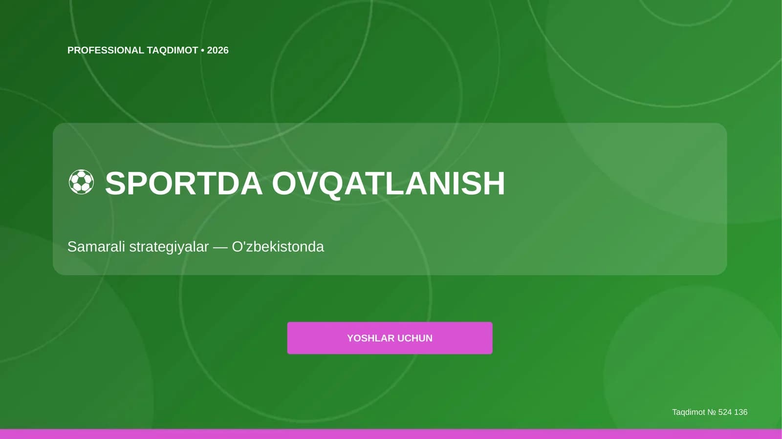 SPORTDA OVQATLANISH: SAMARALI STRATEGIYALAR