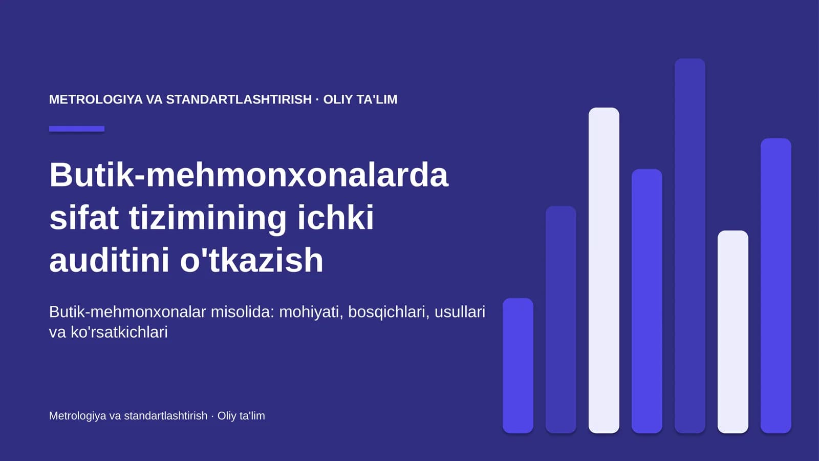 Butik-mehmonxonalarda sifat tizimining ichki auditini o'tkazish