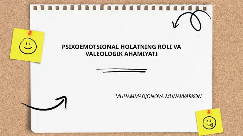 PSIXOEMOTSIONAL HOLATNING RŌLI VA VALEOLOGIK AHAMIYATI