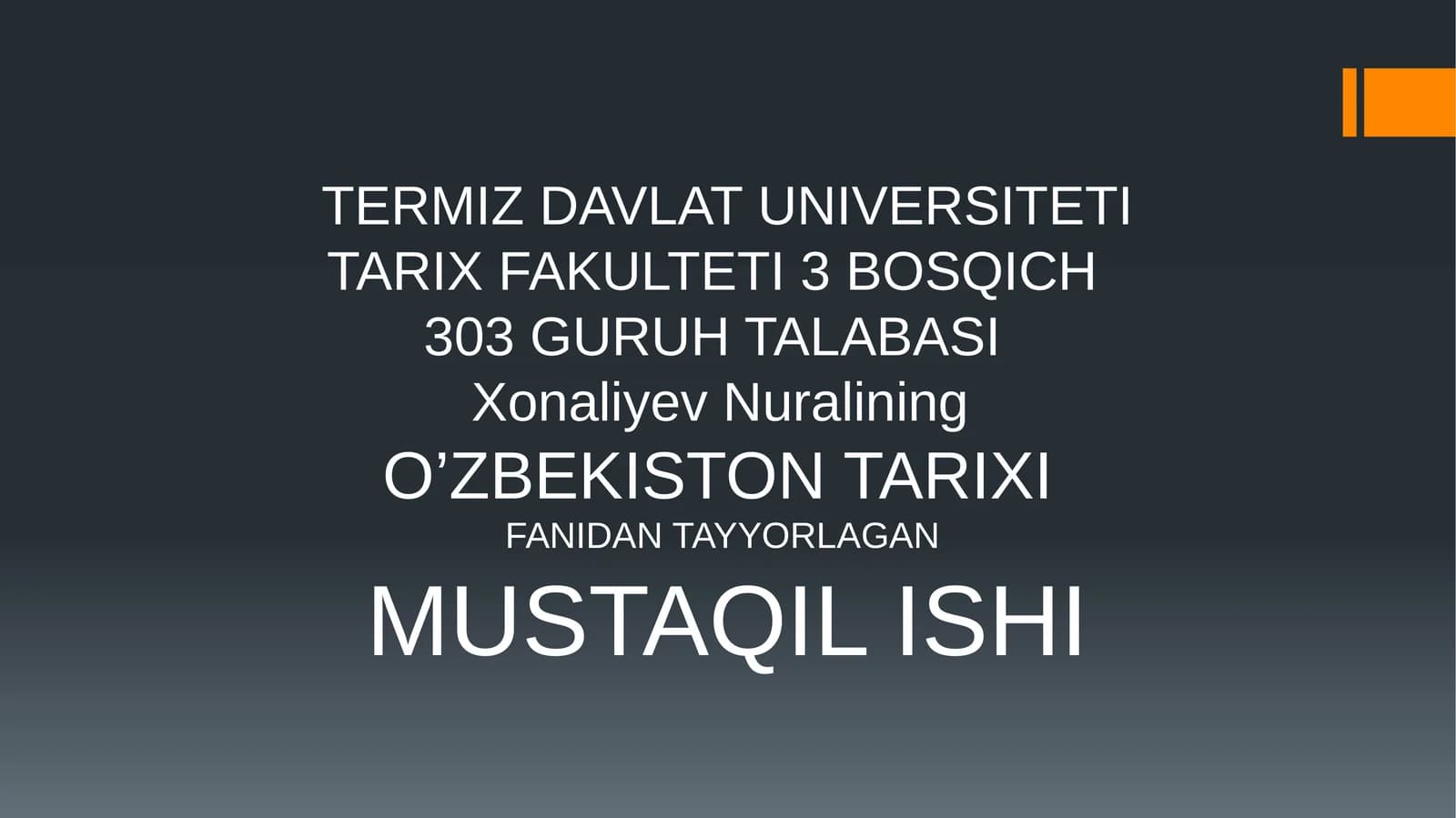 O'ZBEKISTON TARIXI