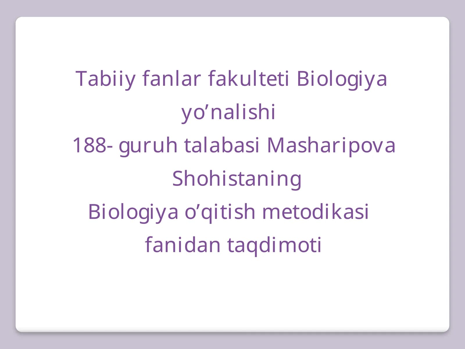 Biologiya yo’nalishi