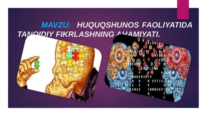 HUQUQSHUNOS FAOLIYATIDA TANQIDIY FIKRLASHNING AHAMIYATI
