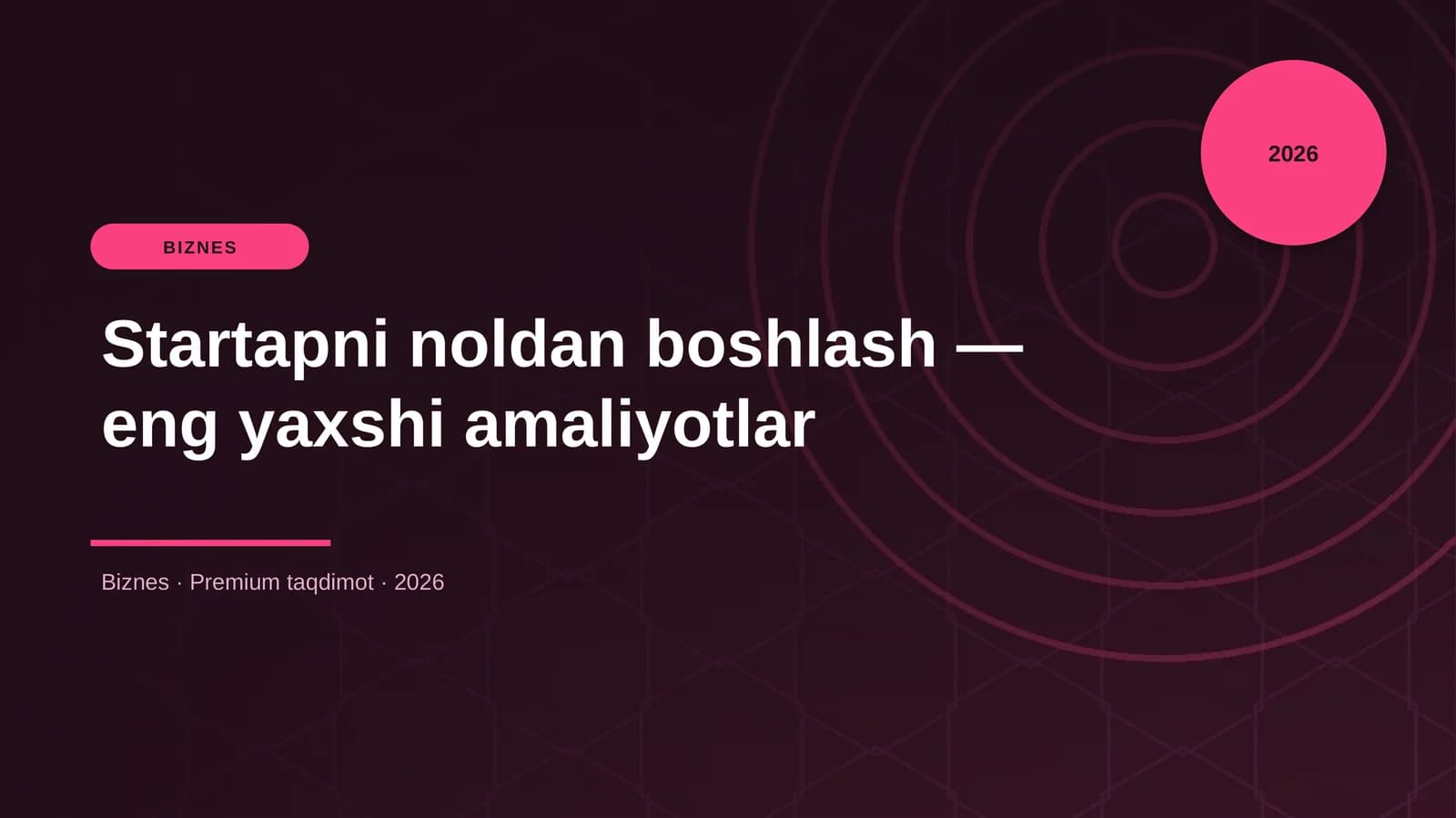 Startapni noldan boshlash — eng yaxshi amaliyotlar
