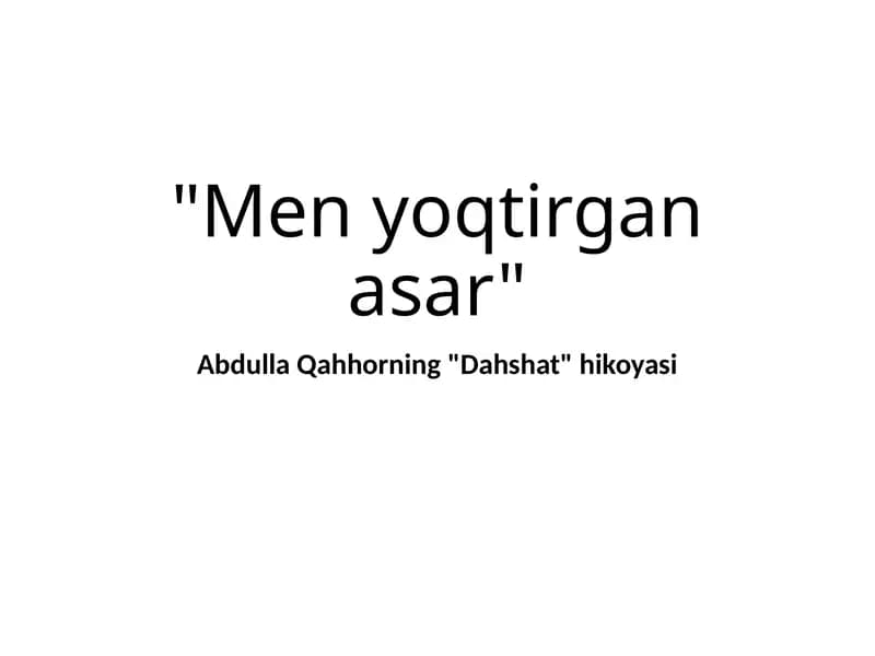 "Dahshat" hikoyasi
