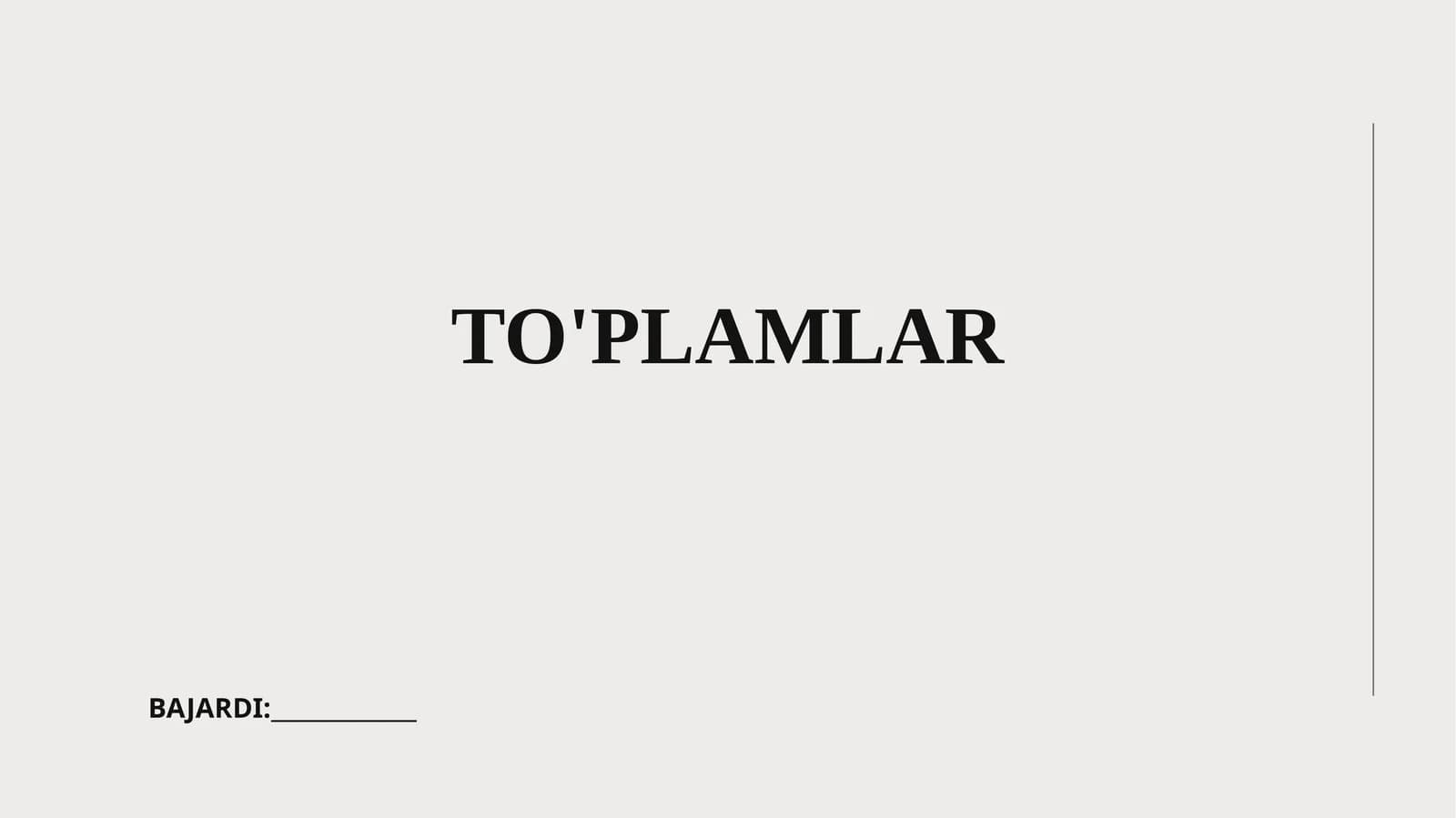 To'plamlar