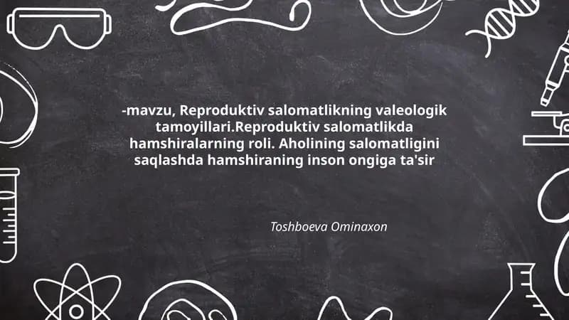 Reproduktiv salomatlikning valeologik tamoyillari