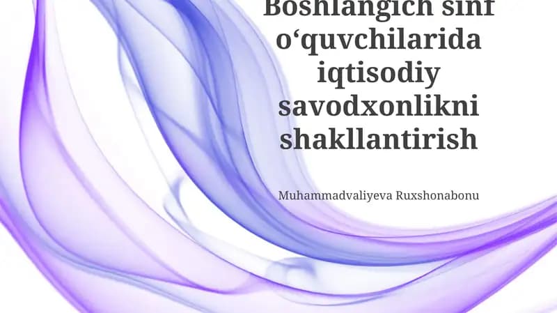 Iqtisodiy savodxonlikni shakllantirish
