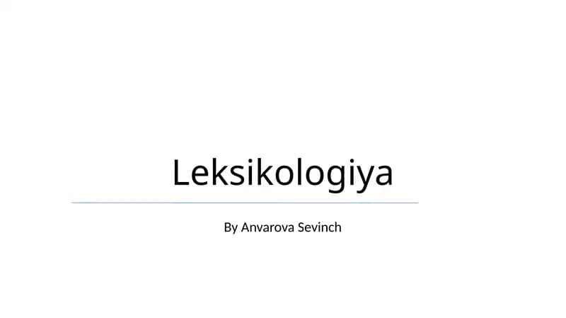 Leksikologiya