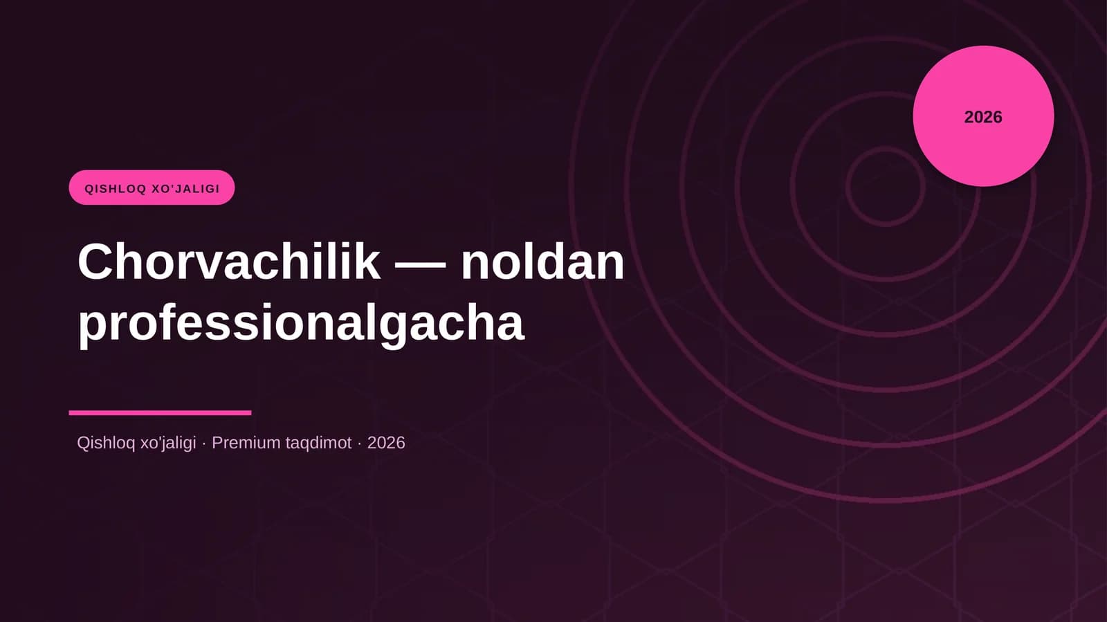 Chorvachilik — noldan professionalgacha