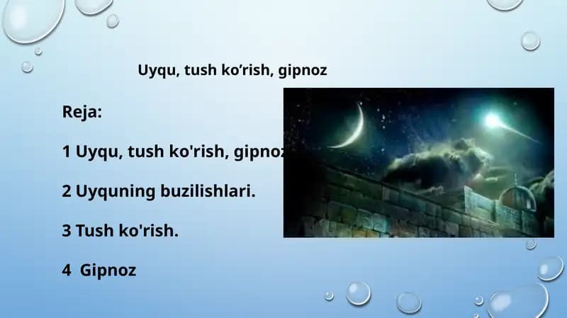 Uyqu, tushko'rish, gipnoz