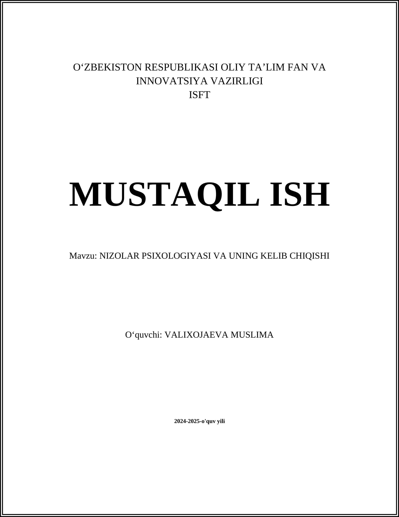 NIZOLAR PSIXOLOGIYASI VA UNING KELIB CHIQISHI