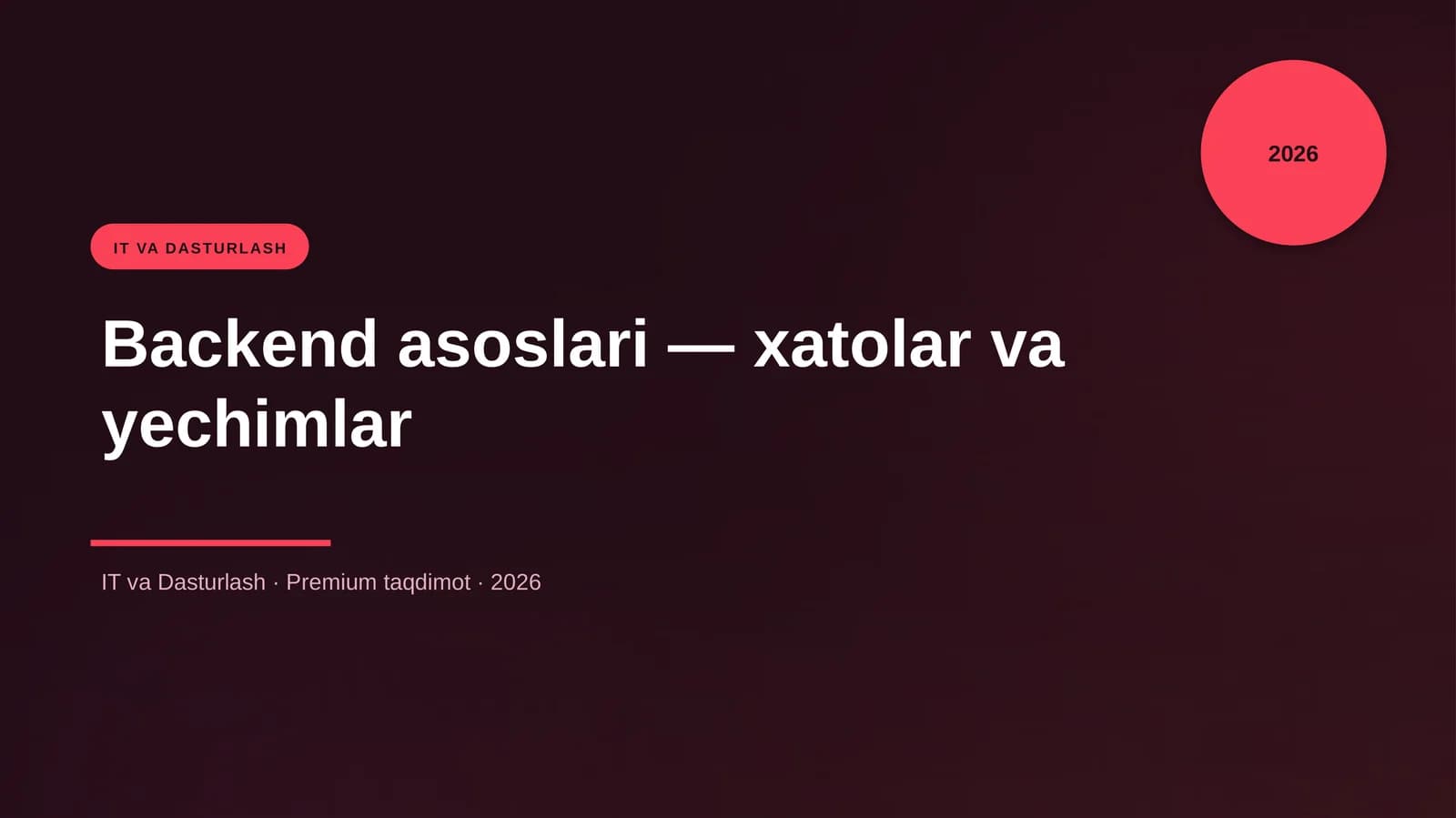 Backend asoslari — xatolar va yechimlar