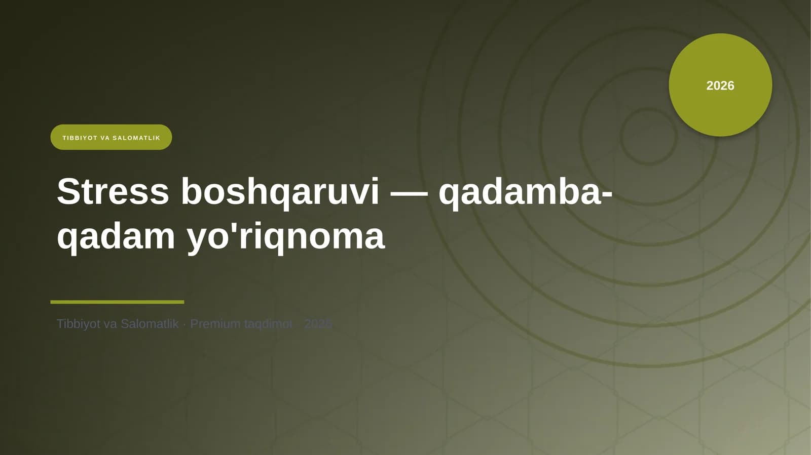 Stress boshqaruvi — qadamba-qadam yo'riqnoma