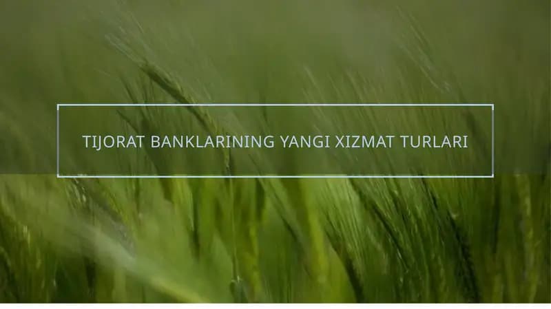 Tijorat banklarining yangi xizmat turlari