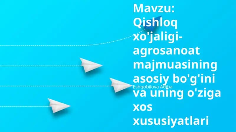 Qishloq xo'jaligining agro-sanoat kompleksidagi roli va ahamiyati