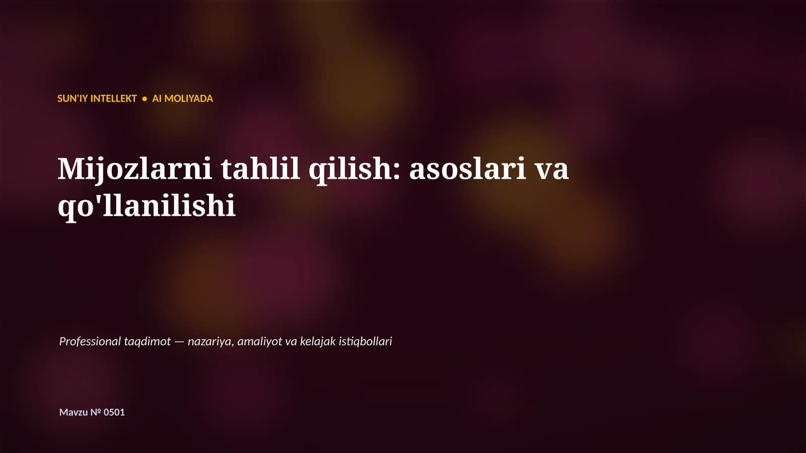 SUN'IY INTELLEKT • AI MOLIYADA