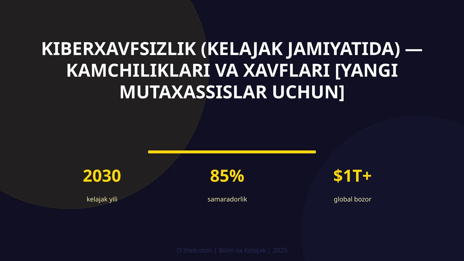 KIBERXAVFSIZLIK (KELAJAK JAMIYATIDA) — KAMCHILIKLARI VA XAVFLARI [YANGI MUTAXASSISLAR UCHUN]