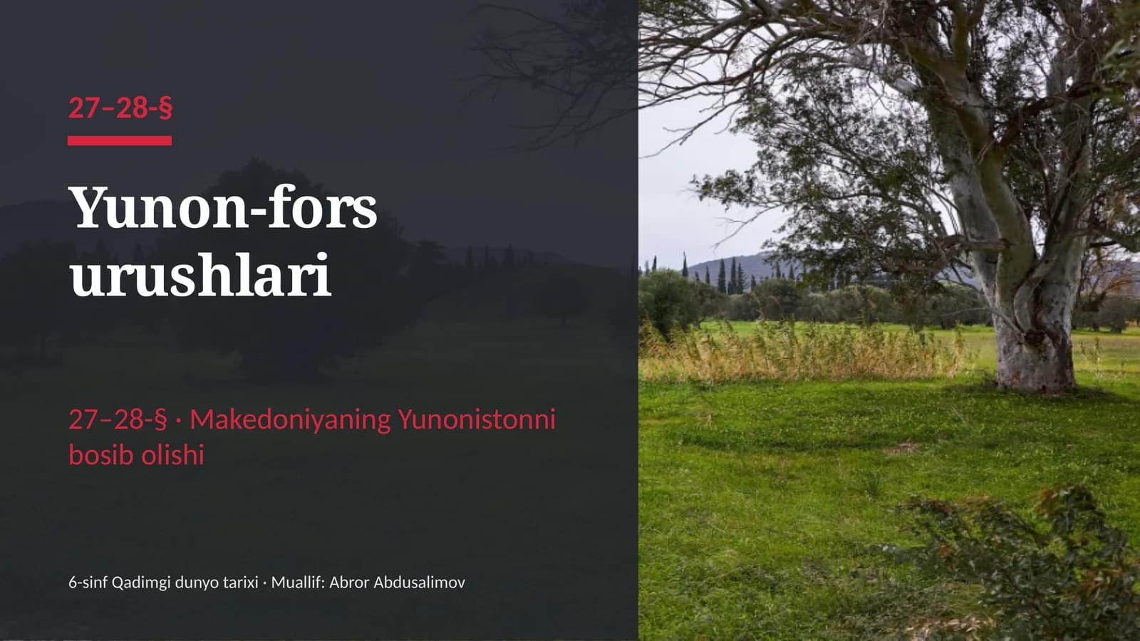 Yunon-fors urushlari (27–28-§) — 6-sinf Qadimgi dunyo tarixi taqdimoti