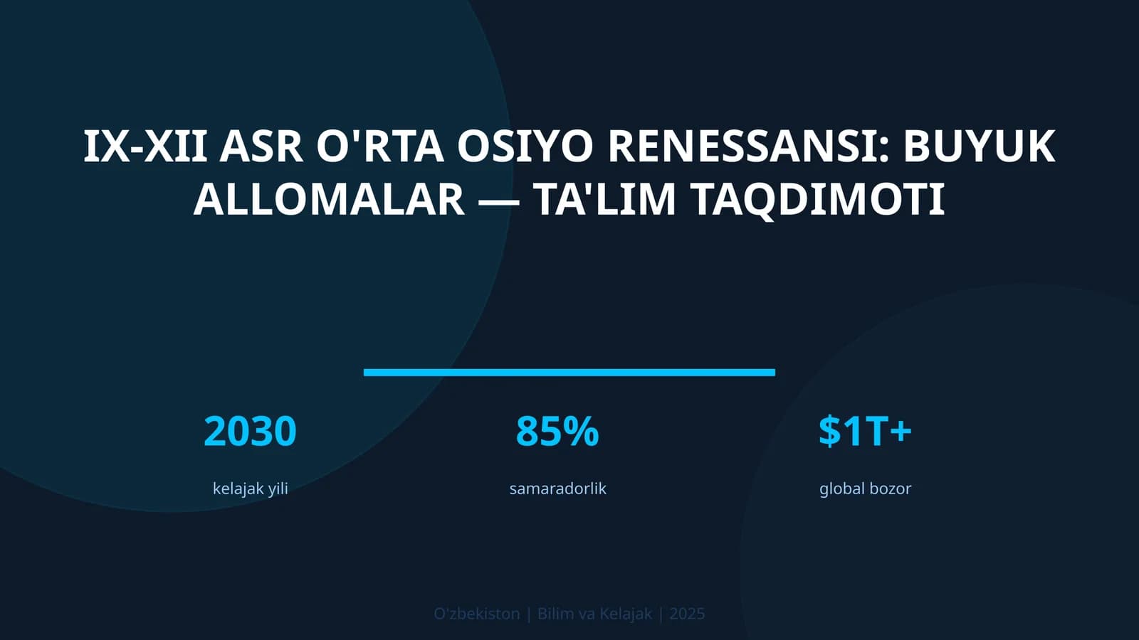IX-XII ASR O'RTA OSIYO RENESSANSI: BUYUK ALLOMALAR — TA'LIM TAQDIMOTI