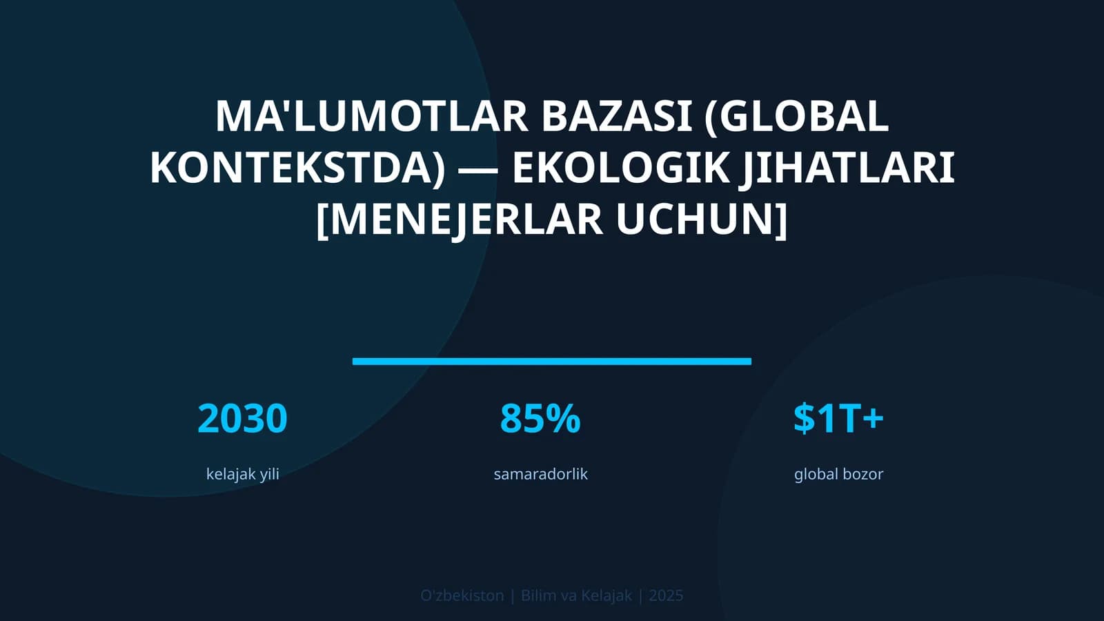 Ma'lumotlar bazasi (global kontekstda) — ekologik jihatlari [menejerlar uchun]