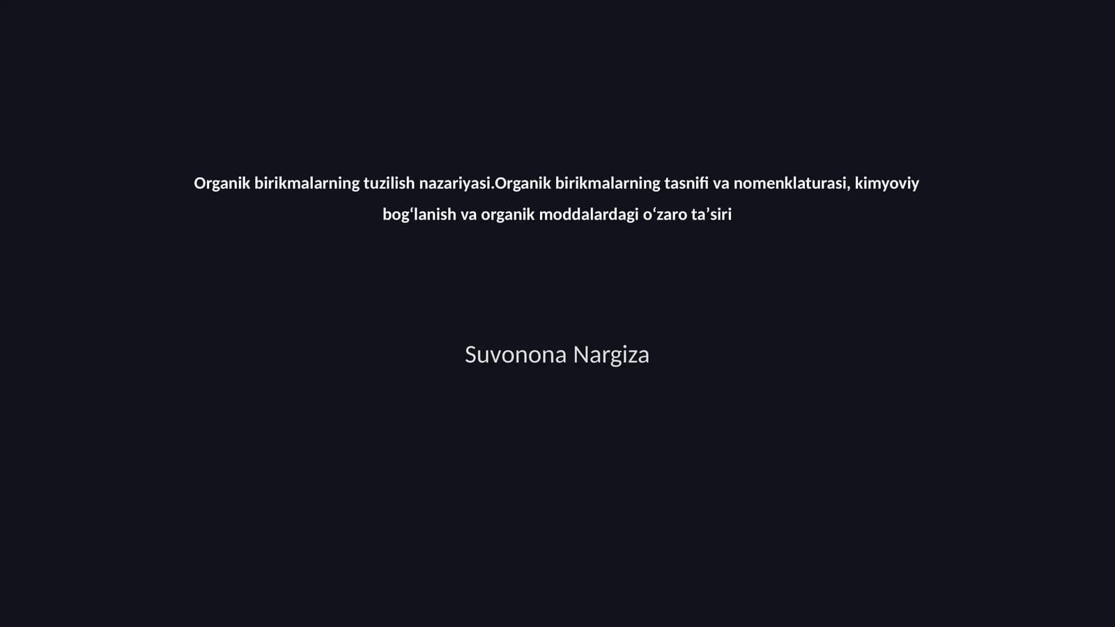 Organik birikmalarning tuzilish nazariyasi