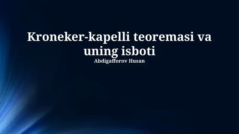 Kroneker-kapelli teoremasi va uning isboti