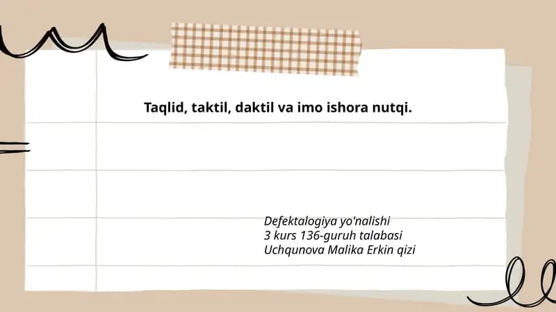 Taqlid, Taktil, Daktil va Imo Ishora Nutqi