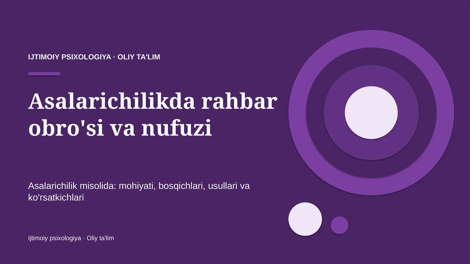 Asalarichilikda rahbar obro'si va nufuzi
