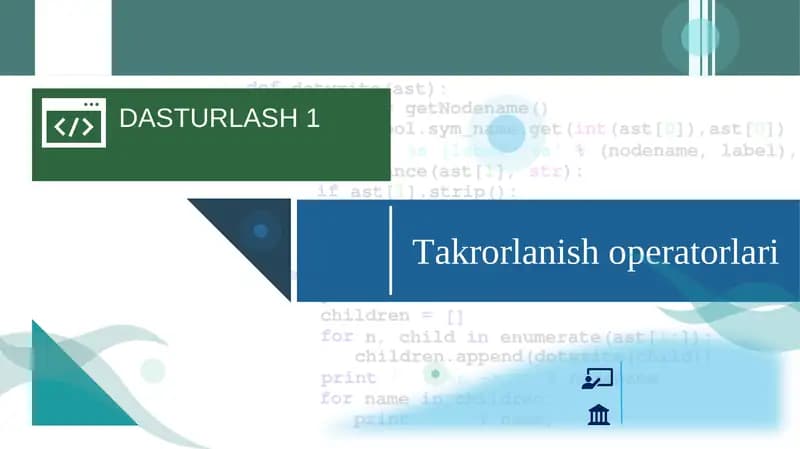 Takrorlanish operatorlari