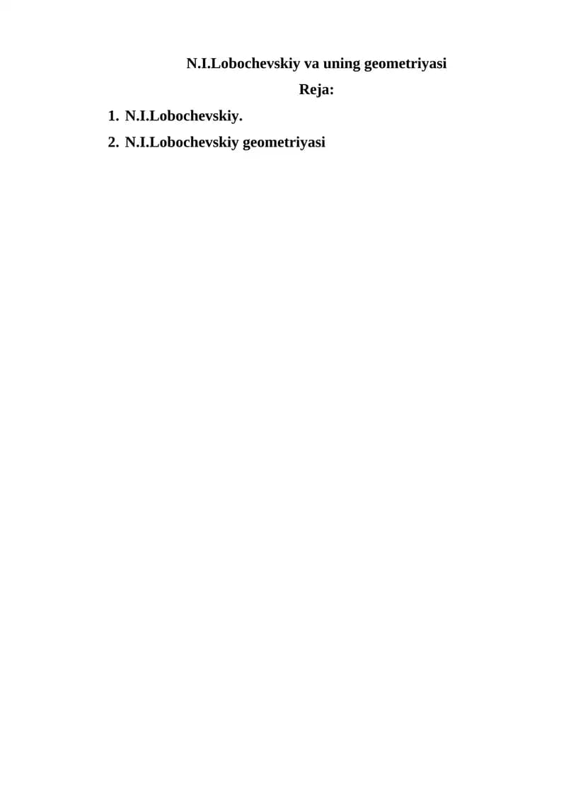N.I.Lobochevskiy va uning geometriyasi