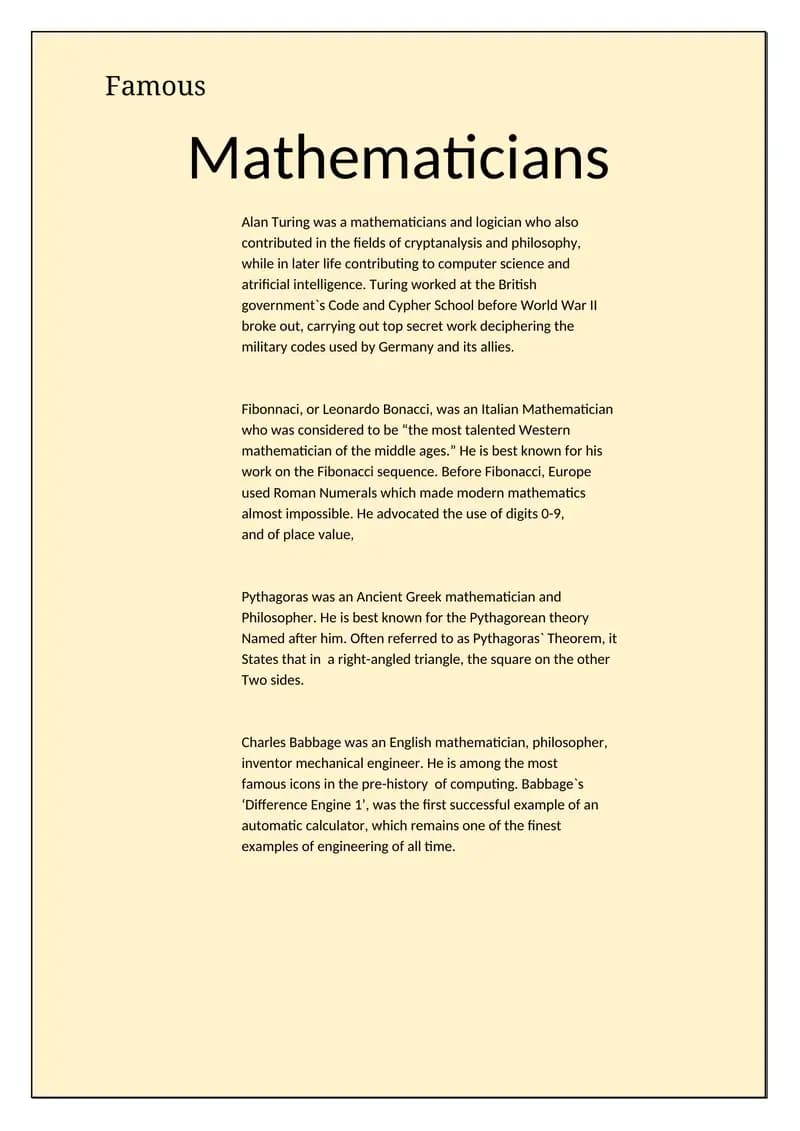 Famous Mathematicians