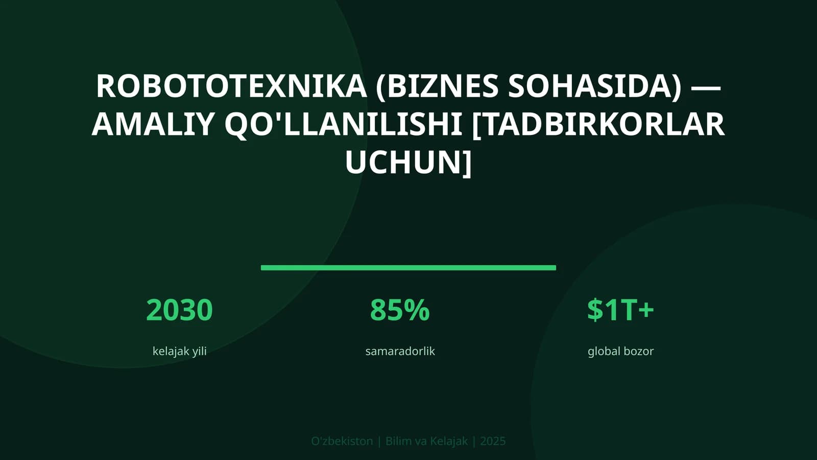 ROBOTOTEXNIKA (BIZNES SOHASIDA) — AMALIY QO'LLANILISHI [TADBIRKORLAR UCHUN]