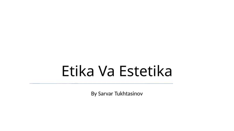 Etika Va Estetika