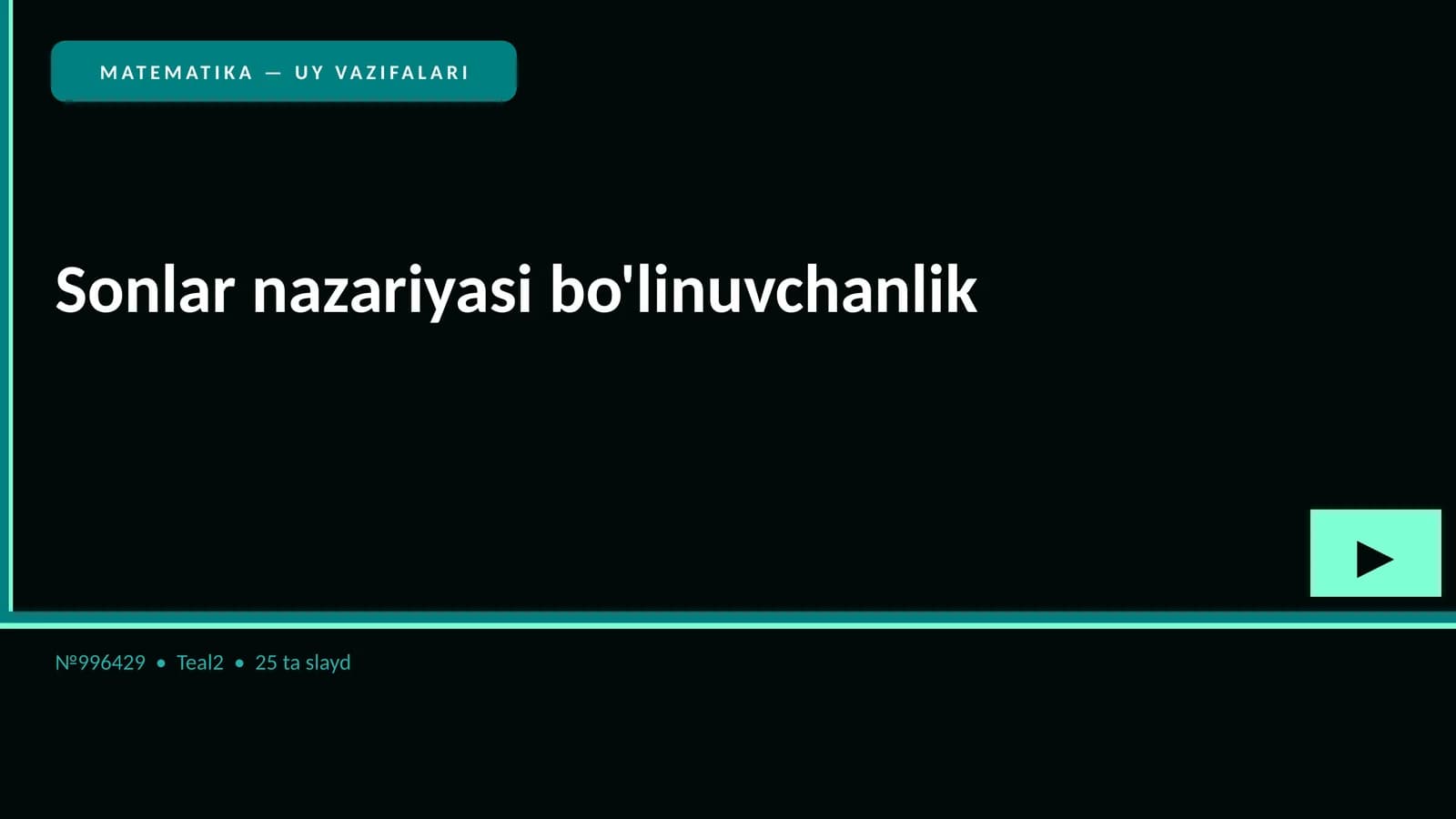 MATEMATIKA — UY VAZIFALARI