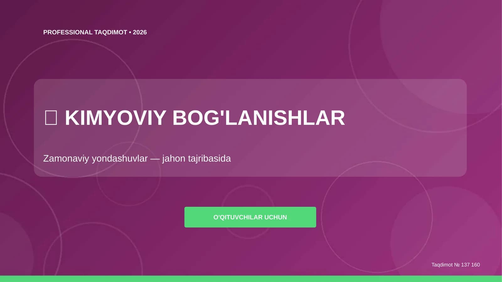 KIMYOVI BOG'LANISHLAR