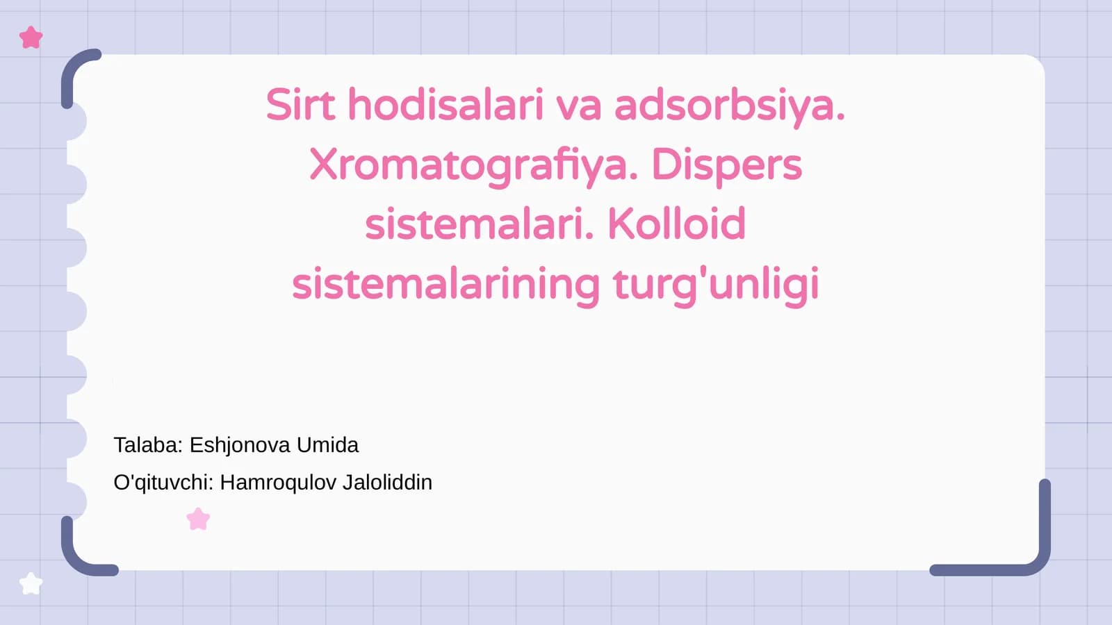 Sirt hodisalari va adsorbsiya